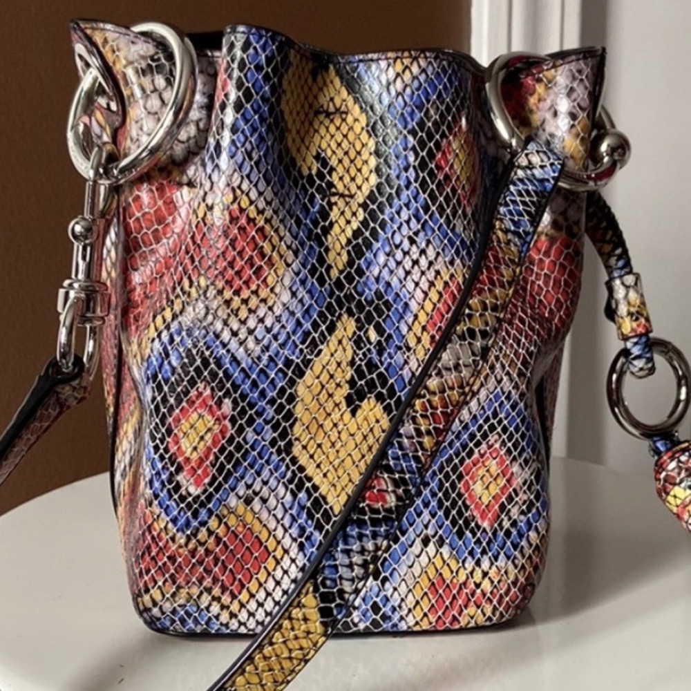 Rebecca Minkoff Multicolor Snake-Print Crossbody Bucket Bag - Picture 4 of 12
